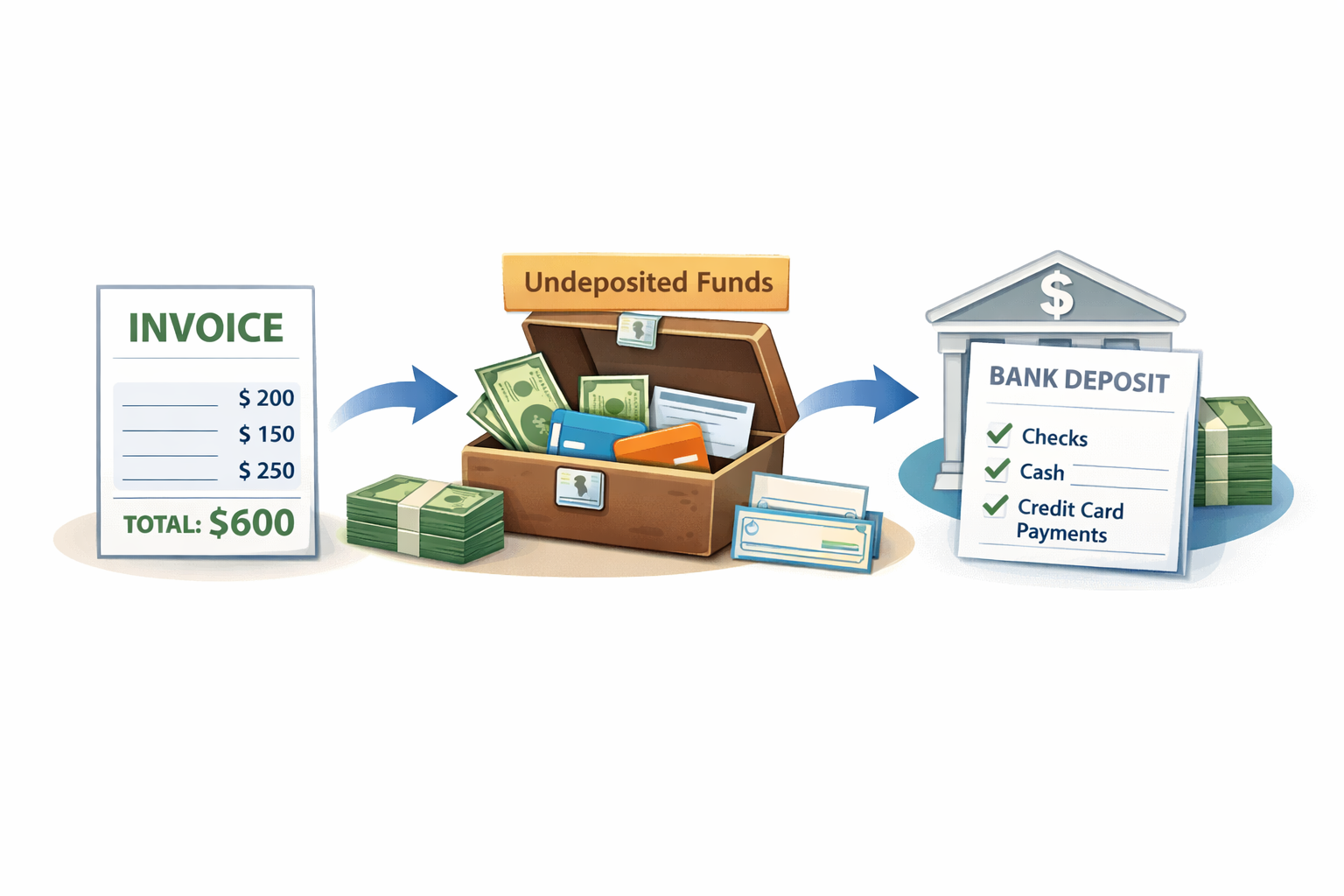 Invoice to bank deposit flow